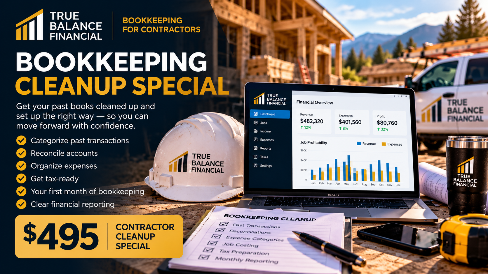 $495 Contractor Cleanup bookkeeping special